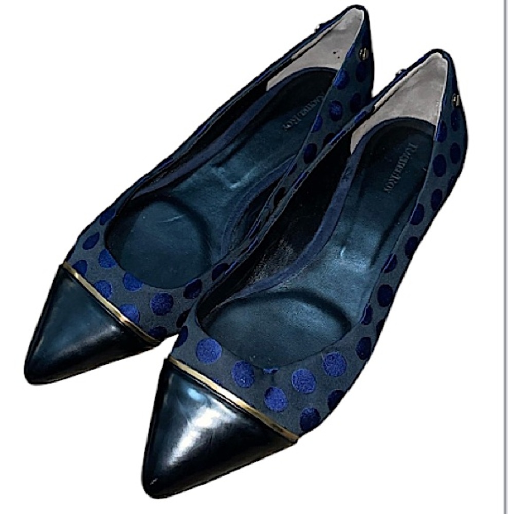 Rachel Roy blue polka dot pointed toe flats